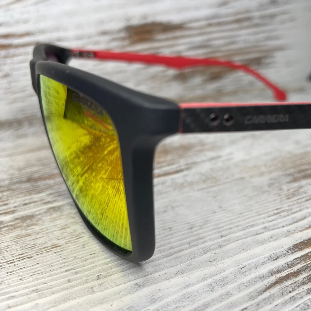 CARRERA Sunglasses Mirrored Square Lenses Carbon Fiber Unisex Mens Womens